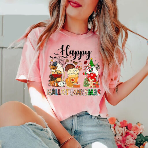 Happy Hallothanksmas Coffee Shirt, Funny Festival Shirt, Fall Halloween Shirt, Cute Fall Season Shirt, Holiday Shirt, Pumpkin Coffee Drink