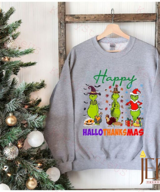 Happy Hallothanksmas Grinch Shirt, Grinch Santa Shirt, Thanksgiving Shirt, Fall Shirt, Christmas Shirt, Holiday Season Shirt, Grinch shirt