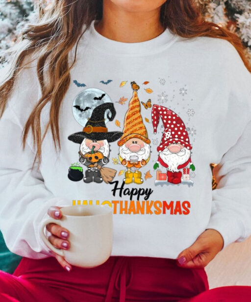 Happy Hallowthanksmas Gnomes Sweatshirt, Thanksgiving Sweat , Hallothanksmas Gnomes Shirt, Happy Hallothanksmas, Hallothanksmas Sweatshirt