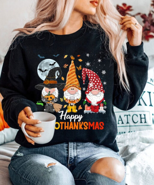 Happy Hallowthanksmas Gnomes Sweatshirt, Thanksgiving Sweat , Hallothanksmas Gnomes Shirt, Happy Hallothanksmas, Hallothanksmas Sweatshirt