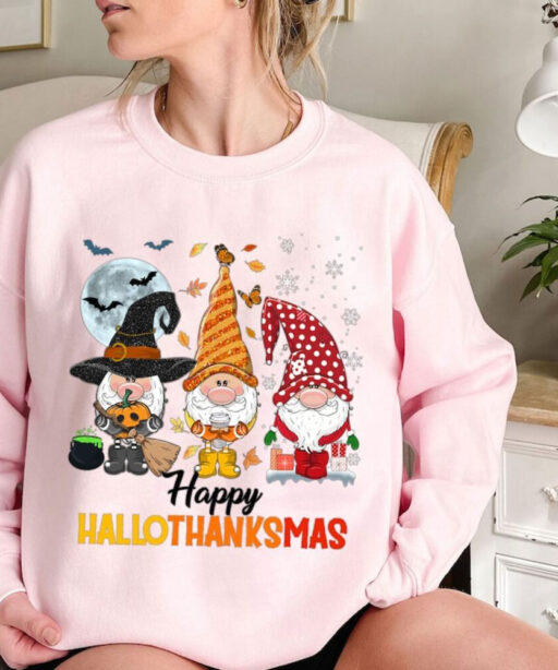 Happy Hallowthanksmas Gnomes Sweatshirt, Thanksgiving Sweat , Hallothanksmas Gnomes Shirt, Happy Hallothanksmas, Hallothanksmas Sweatshirt