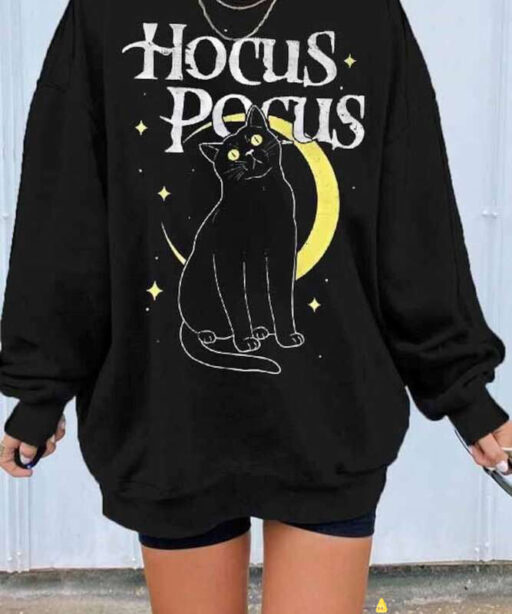 Hocus Pocus Sweatshirt, Hocus Pocus Black Cat Sweatshirt, Hocus Pocus Sweatshirts, Hocus Pocus Women Sweater, Halloween Sweatshirt Sanderson