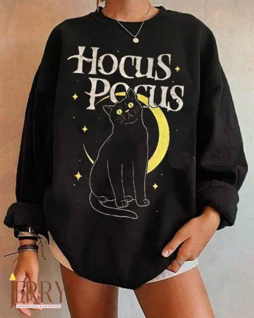 Hocus Pocus Sweatshirt, Hocus Pocus Black Cat Sweatshirt, Hocus Pocus Sweatshirts, Hocus Pocus Women Sweater, Halloween Sweatshirt Sanderson