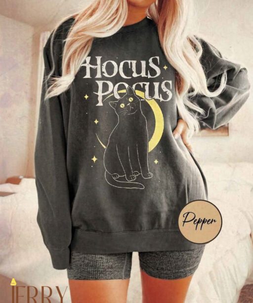 Hocus Pocus Sweatshirt, Hocus Pocus Black Cat Sweatshirt, Hocus Pocus Sweatshirts, Hocus Pocus Women Sweater, Halloween Sweatshirt Sanderson