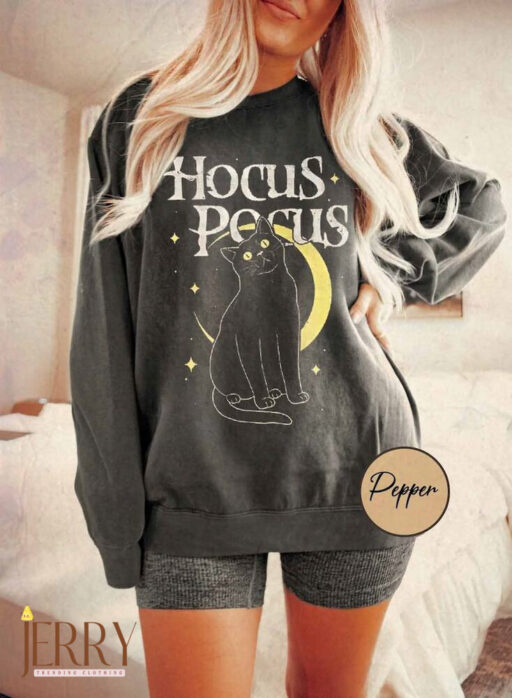 Hocus Pocus Sweatshirt, Hocus Pocus Black Cat Sweatshirt, Hocus Pocus Sweatshirts, Hocus Pocus Women Sweater, Halloween Sweatshirt Sanderson