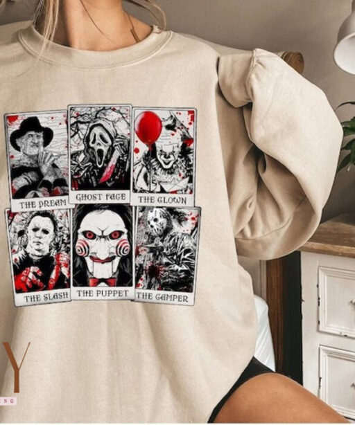 Horror Character Film Club Tarot Card Sweatshirt, Thriller Movie, Horror Movies, Scary Movie, Scream Ghost Face, Gift for Her