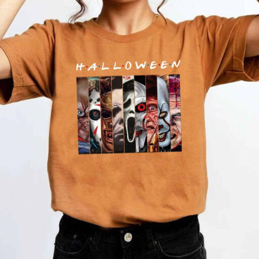 Horror Character Halloween Shirt, Friends Van With Clown Retro Scary Movie Villians Shirt, Horror Movie Killers T-shirt, Scary Friends Shirt