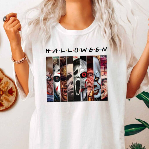 Horror Character Halloween Shirt, Friends Van With Clown Retro Scary Movie Villians Shirt, Horror Movie Killers T-shirt, Scary Friends Shirt