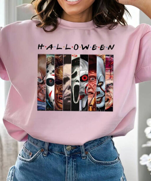 Horror Character Halloween Shirt, Friends Van With Clown Retro Scary Movie Villians Shirt, Horror Movie Killers T-shirt, Scary Friends Shirt