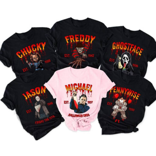 Horror Characters Friend Sweatshirt, Horror Movie Hoodie, Chucky, Ghostface, Scream, Freddy, Michael, Jason, Halloween Horror Movie Fan Gift