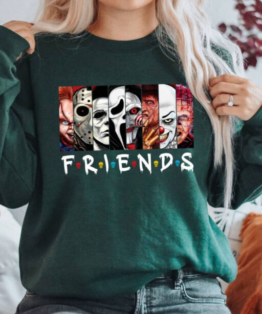 Horror Characters Friends Sweatshirt, Halloween Horror Characters Shirt, Friends Halloween Shirt, Horror Movie Characters Shirt, Halloween
