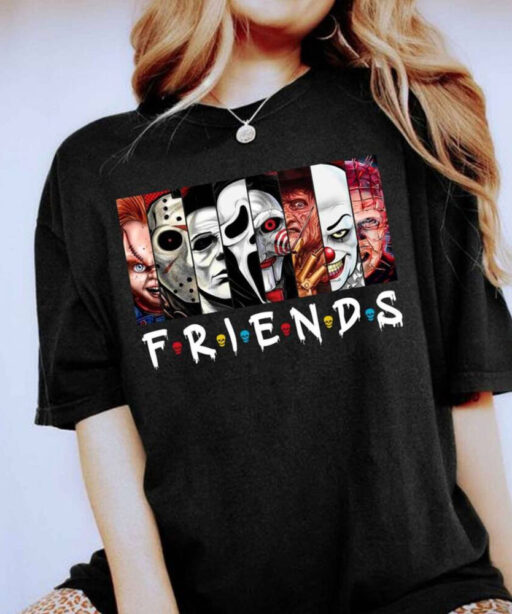 Horror Characters Friends Sweatshirt, Halloween Horror Characters Shirt, Friends Halloween Shirt, Horror Movie Characters Shirt, Halloween