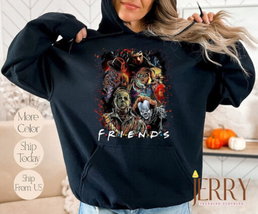Horror Characters Friends Sweatshirt, Halloween Horror Characters Sweatshirt, Friends Halloween Shirt, Horror Movie Characters Hoodie