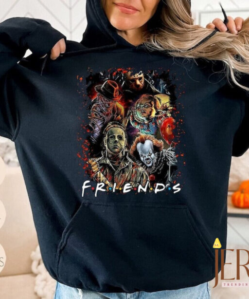 Horror Characters Friends Sweatshirt, Halloween Horror Characters Sweatshirt, Friends Halloween Shirt, Horror Movie Characters Hoodie