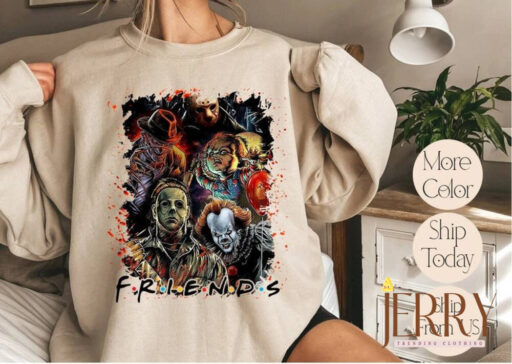 Horror Characters Friends Sweatshirt, Halloween Horror Characters Sweatshirt, Friends Halloween Shirt, Horror Movie Characters Hoodie