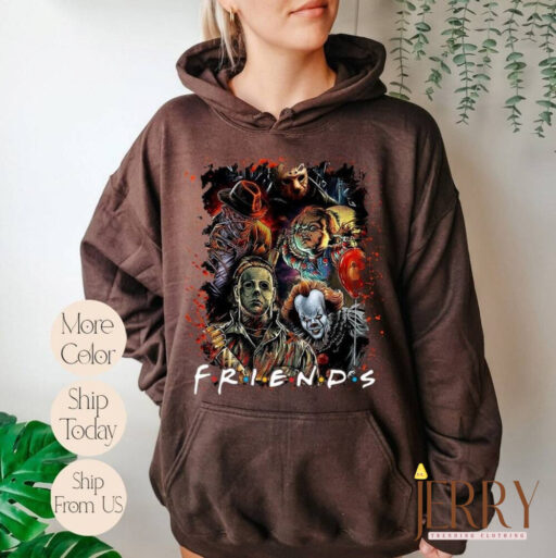 Horror Characters Friends Sweatshirt, Halloween Horror Characters Sweatshirt, Friends Halloween Shirt, Horror Movie Characters Hoodie