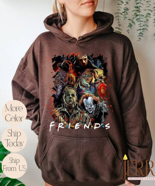 Horror Characters Friends Sweatshirt, Halloween Horror Characters Sweatshirt, Friends Halloween Shirt, Horror Movie Characters Hoodie