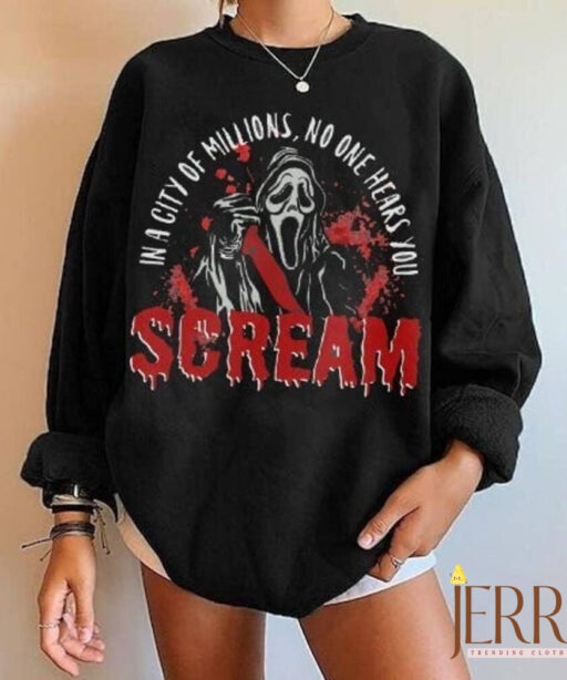 Horror Ghostface Characters Sweatshirt, Horror Friends Shirt, Horror Halloween, Halloween Sweatshirt, Friends Character Horror Sweatshirt