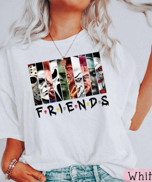 Horror Movie Halloween Shirt, Friends Van With Clown Retro Scary Movie Villians Shirt, Horror Movie Killers T-shirt, Scary Friends Shirt