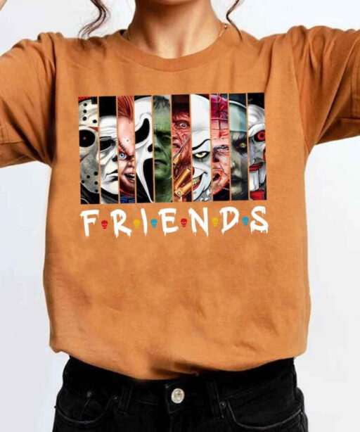 Horror Movie Halloween Shirt, Friends Van With Clown Retro Scary Movie Villians Shirt, Horror Movie Killers T-shirt, Scary Friends Shirt