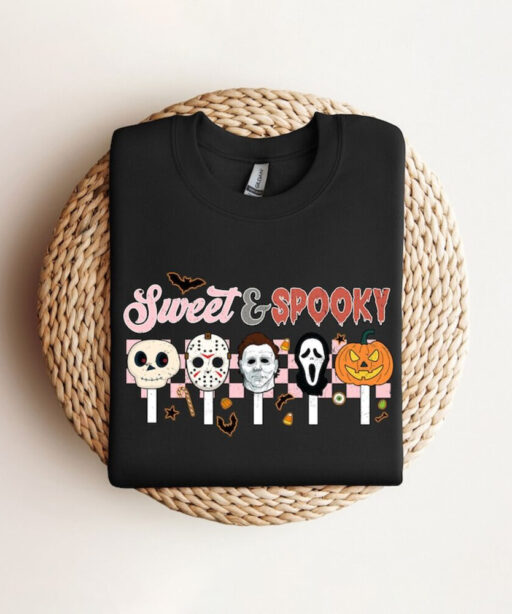 Horror Movie Halloween Sweatshirt, Retro Sweet And Spooky Shirt, Horror Killer Movies Shirt, Friday The 13th Shirt, Halloween Sweatshirt