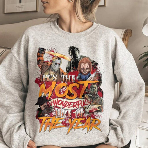 Horror Movies Characters Sweatshirt, Retro Horror Night Comfort Colors Shirt, Halloween Shirt, 90s Halloween Movies, Halloween Sweatshirt