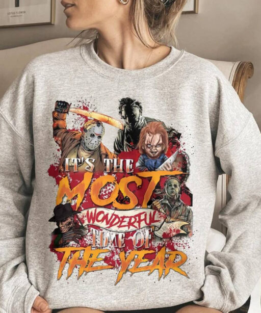 Horror Movies Characters Sweatshirt, Retro Horror Night Comfort Colors Shirt, Halloween Shirt, 90s Halloween Movies, Halloween Sweatshirt