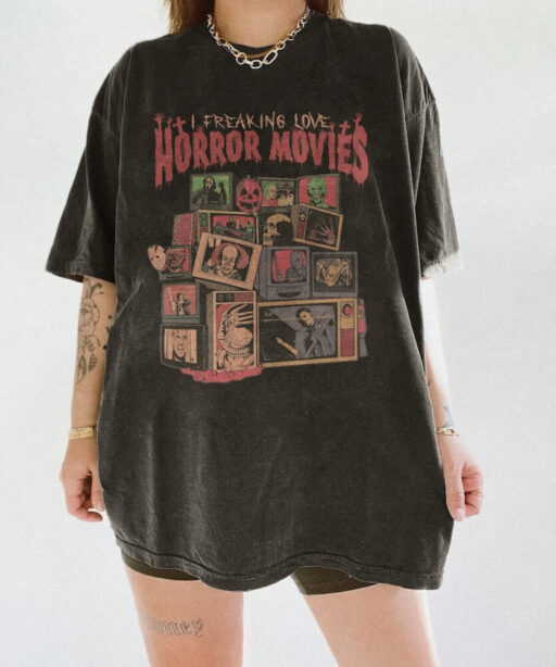 Horror Movies Shirt, I Freaking Love Horror Movies Halloween, Horror Characters, TV movie horror shirt, horror movies shirt, horror love