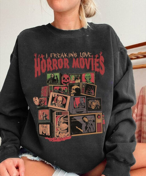 Horror Movies Shirt, I Freaking Love Horror Movies Halloween, Horror Characters, TV movie horror shirt, horror movies shirt, horror love