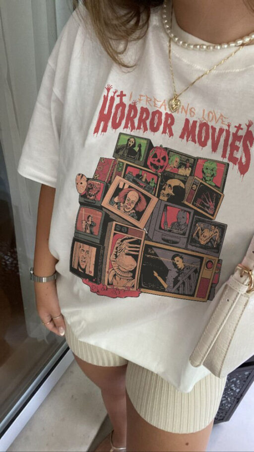 Horror Movies Shirt, I Freaking Love Horror Movies Halloween, Horror Characters, TV movie horror shirt, horror movies shirt, horror love