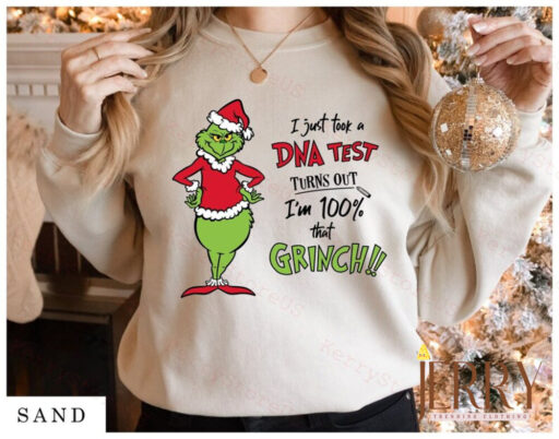 I just took a DNA test and I'm 100 % Grinch Shirt, Grinch Face Shirt, Fall Shirt, Christmas Shirt, Holiday Season Shirt, Unisex Sweatshirt