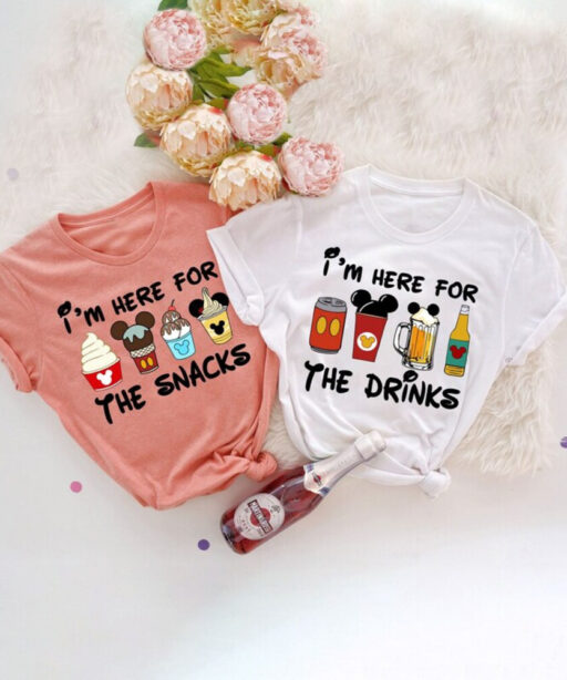 I'm Here For The Snacks, I'm Here For The Drinks, Family Matching Shirt, Disney Food Beer Shirts, Disney Vacation Shirt,Disney Halloween Tee