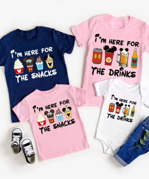 I'm Here For The Snacks, I'm Here For The Drinks, Family Matching Shirt, Disney Food Beer Shirts, Disney Vacation Shirt,Disney Halloween Tee