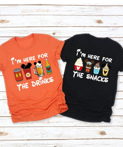 I'm Here For The Snacks, I'm Here For The Drinks, Family Matching Shirt, Disney Food Beer Shirts, Disney Vacation Shirt,Disney Halloween Tee