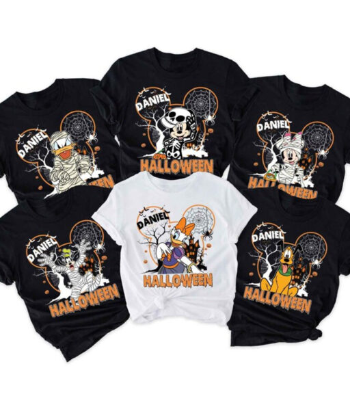 Disney skeleton Halloween shirt, Custom name & character Skeleton shirt, Mickey and friends shirt, Halloween group/family matching shirt