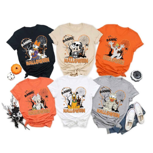 Disney skeleton Halloween shirt, Custom name & character Skeleton shirt, Mickey and friends shirt, Halloween group/family matching shirt