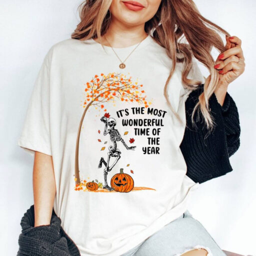 Its The Most Wonderful Time Of The Year Shirt, Halloween Shirt, Witch Shirt, Skeleton Fall Halloween,Fall Halloween Shirt,Gift For Halloween