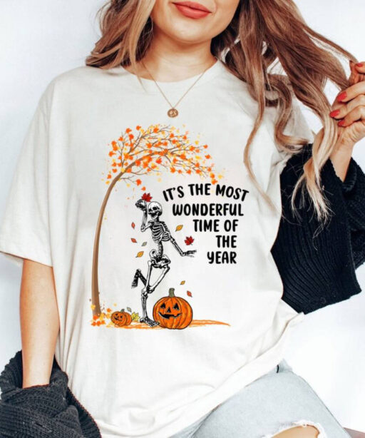 Its The Most Wonderful Time Of The Year Shirt, Halloween Shirt, Witch Shirt, Skeleton Fall Halloween,Fall Halloween Shirt,Gift For Halloween