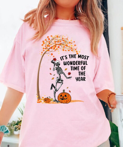 Its The Most Wonderful Time Of The Year Shirt, Halloween Shirt, Witch Shirt, Skeleton Fall Halloween,Fall Halloween Shirt,Gift For Halloween