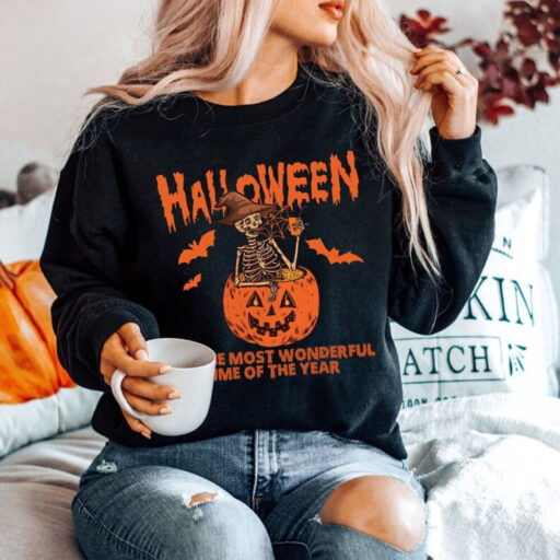 It's The Most Wonderful Time Shirt, Halloween Shirt, Skeleton Fall Halloween, Skeleton Pumpkin Halloween,Fall Halloween Shirt,Trick Or Treat