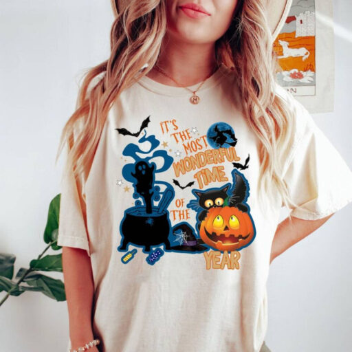 It's the Most Wonderful Time Of The Year Black Cat Shirt, Vintage Black Cat Halloween Shirt,Retro Pumpkin Halloween Shirt,Crazy Cat Lady Tee