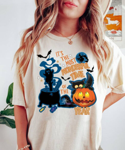 It's the Most Wonderful Time Of The Year Black Cat Shirt, Vintage Black Cat Halloween Shirt,Retro Pumpkin Halloween Shirt,Crazy Cat Lady Tee