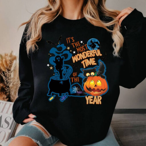 It's the Most Wonderful Time Of The Year Black Cat Shirt, Vintage Black Cat Halloween Shirt,Retro Pumpkin Halloween Shirt,Crazy Cat Lady Tee