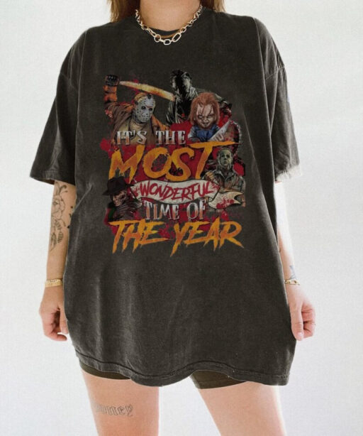 It's the most wonderful time of the year shirt, Trick and Treat, Jason And Michael, Horror Movie Lover, friday the 13th,Horror Movie Killers