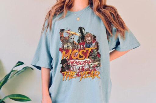 It's the most wonderful time of the year shirt, Trick and Treat, Jason And Michael, Horror Movie Lover, friday the 13th,Horror Movie Killers