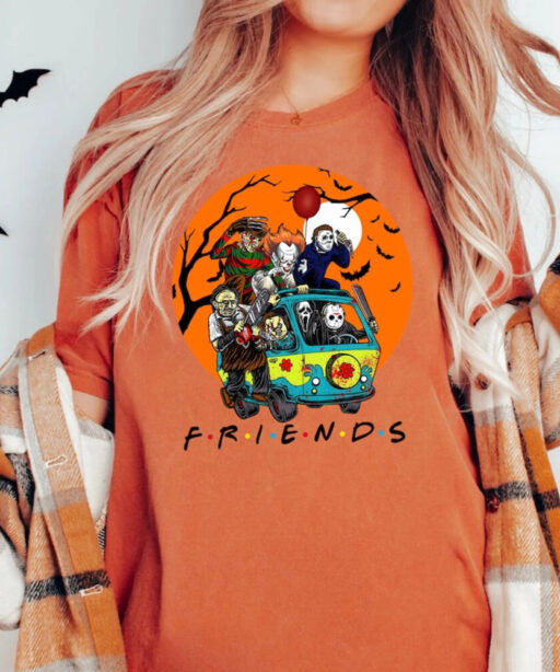 Horror Movies Halloween Shirt,Friends Van With Clown Retro Scary Movie Villians Shirt,Mystery Van Halloween,Halloween Movie Characters Shirt