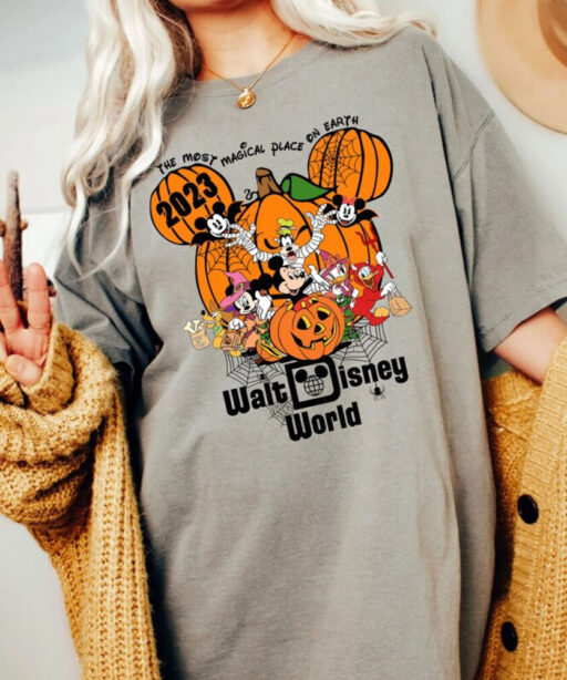 Comfort Colors® Vintage Walt Disney World Halloween Shirt, Disneyworld Halloween 2023 Shirt, Mickey And Friends Halloween Shirt,Disney Shirt