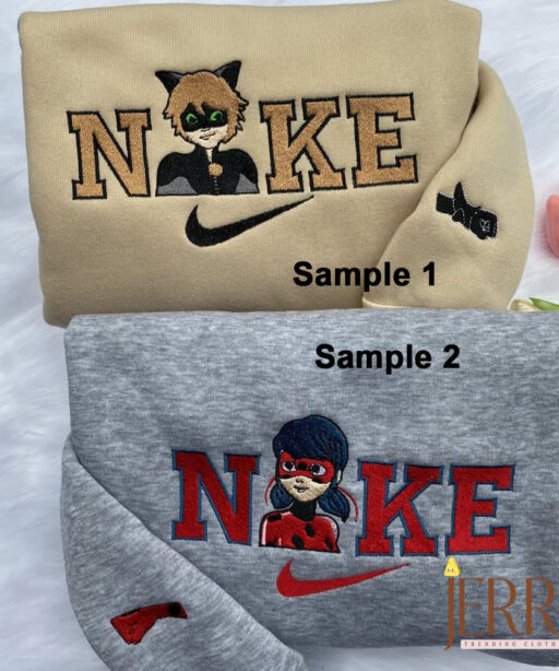 Ladybug And Cat Noir Nike Embroidered Sweatshirts