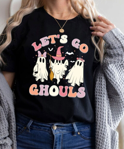 Let's Go Ghouls Halloween Shirt,Retro Halloween Tshirt,Kids Halloween Shirt, Girls Halloween Graphic Tee,Womens Womens Halloween Graphic Tee