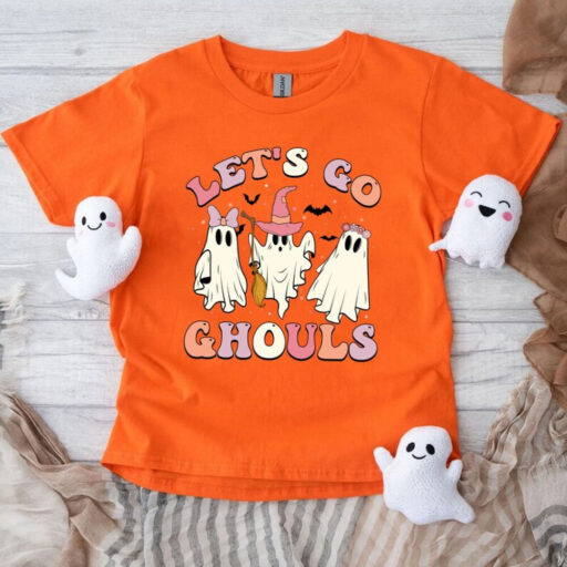 Let's Go Ghouls Halloween Shirt,Retro Halloween Tshirt,Kids Halloween Shirt, Girls Halloween Graphic Tee,Womens Womens Halloween Graphic Tee